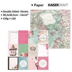 papier cardstock scrapbooking  kaisercraft rose bleu vert