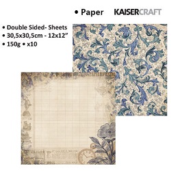 papier cardstock scrapbooking  kaisercraft beige marron bleu