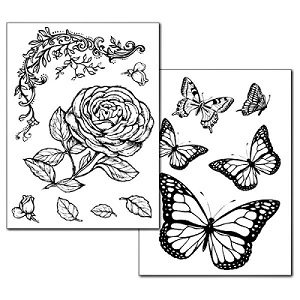 Papier transfert x2 Rose et Papillon