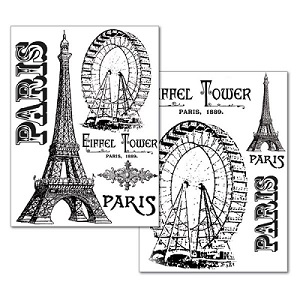 Papier transfert image x2 Tour Eiffel et roue