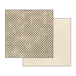 papier cardstock scrapbooking Double gris beige motif pois et carre